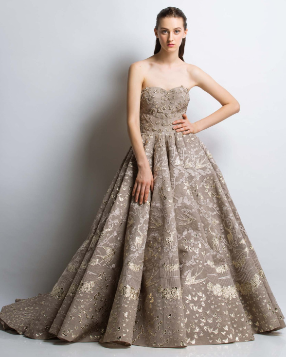 Buy Now Sandra Crystal Work Gown - Falguni Shane Peacock