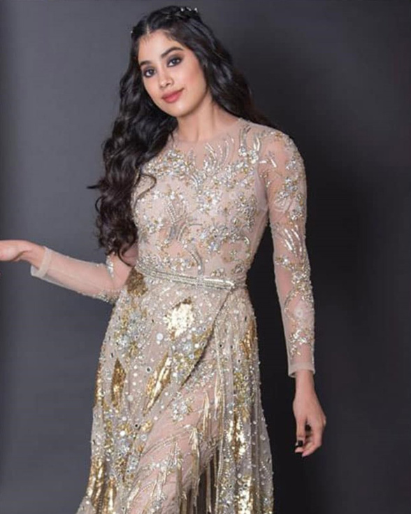 Janhvi Kapoor Golden Pink Jumpsuit