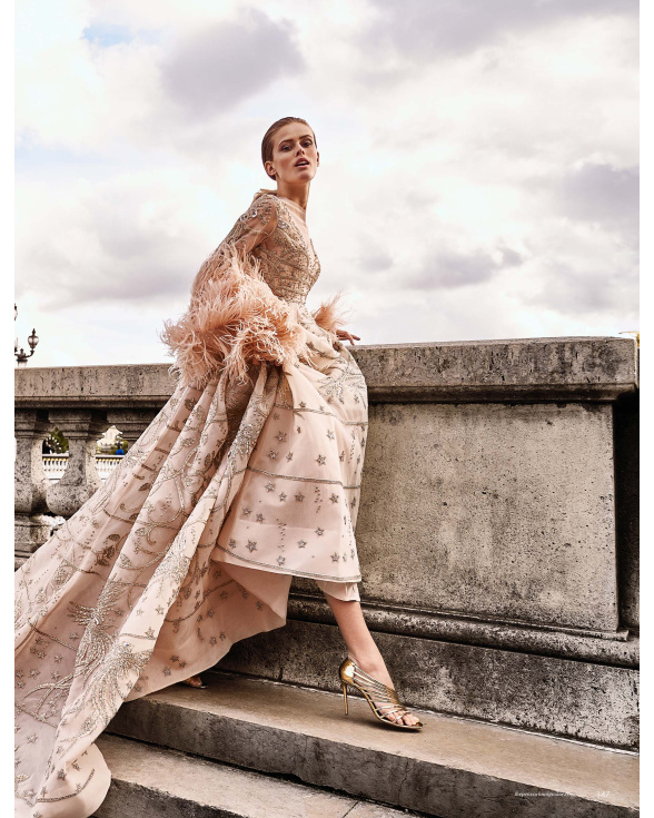 Buy Poised In Paris Pink Anarkali With Feather - Falguni Shane Peacock