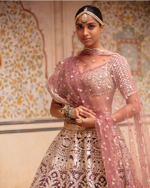 Buy the latest faith bridal Lehenga Cashmere rose pink