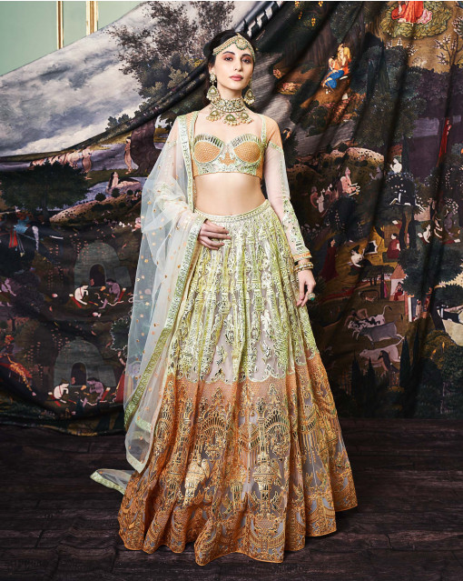 Multi-color Embellished Green Lehenga Choli Bridal Wear | Pakistani fancy  dresses, Indian bridal outfits, Lehenga designs simple