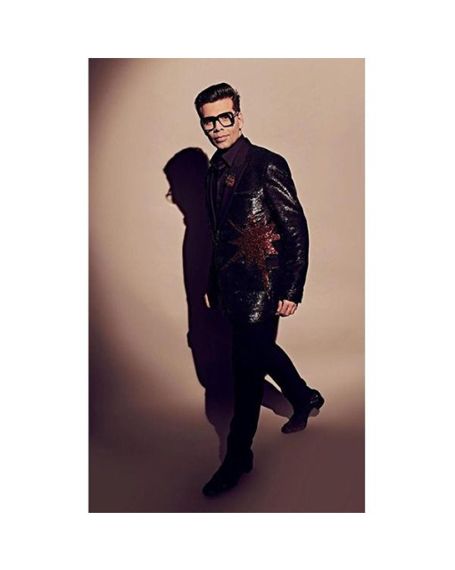 Karan Johar Black Blazer With Satin Shawl Collar