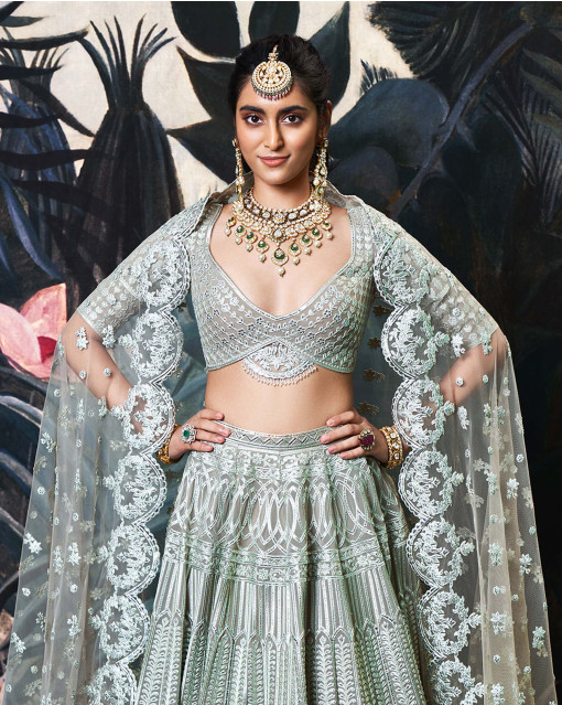 The Bride Opted For Oxidised Silver Jewellery And Matched It With Her  Classy Grey Lehenga