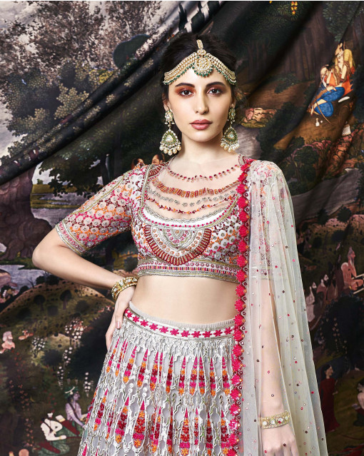 Buy Willow multicolored lehenga with a blouse and dupatta
