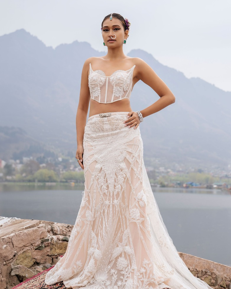 Cassandra Ivory Lehenga Set With Intricate Floral Motifs