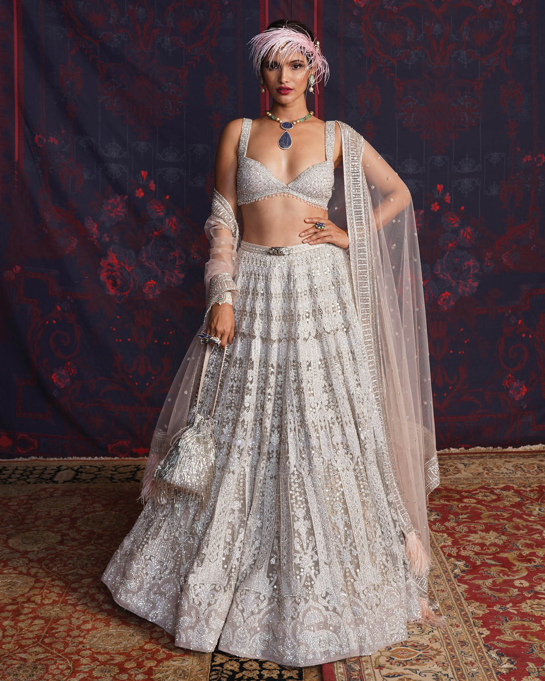Soft Hued Light Pink Lehenga With Silver Gotta Patti Work On Butterfly Net  Dupatta at best price in Surat