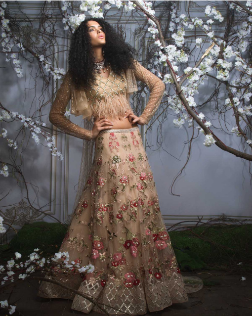 Pink floral lehenga sets