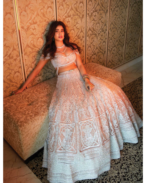 Janhvi Kapoor beige-based, ivory lehenga