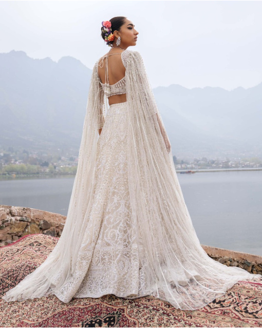 Cordelia Ivory Lehenga Set With Pearl And Crystal Details
