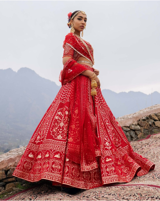 Emerie Faded Peach-Based, Silver Lehenga Set With Intricate Threadwork