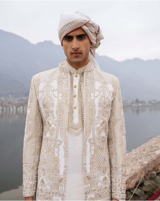 Shop for designer sherwani set Corbin Ivory Sherwani Set