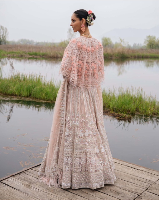 Crystal Pink Tulle Lehenga