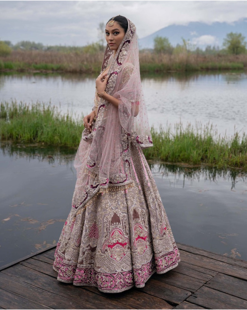 Janessa Cherry Blossom Pink-Based, Multicoloured Lehenga Set