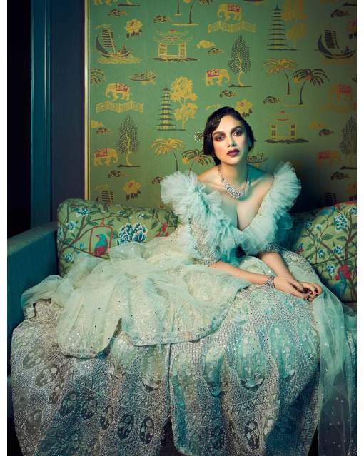 Aditi Rao Hydari Sky Blue Long Lehenga Set