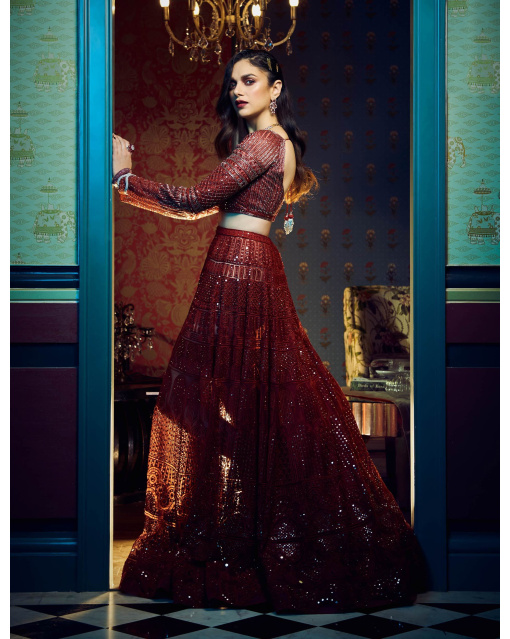 Aditi Rao Hydari Heavy Embroidered Red Lehenga Set