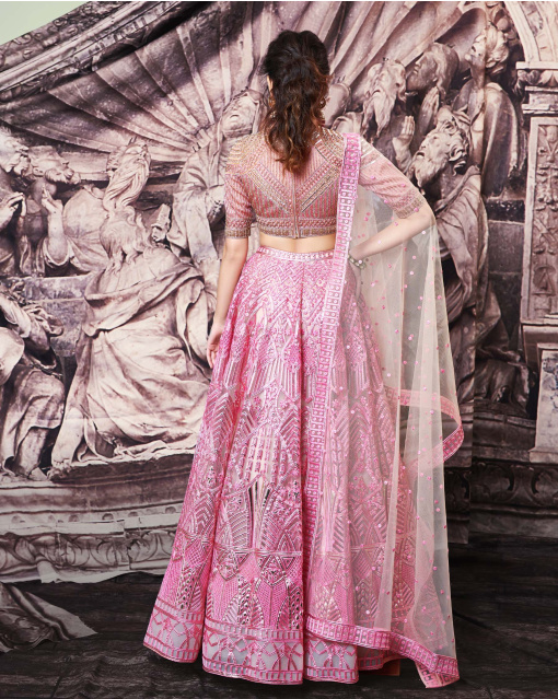 Anaya Beige Tulle, Golden Foil Lehenga Set