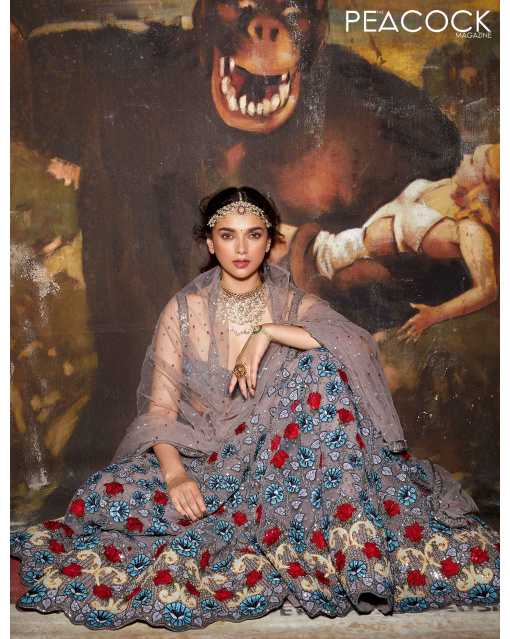 Aditi Rao Hydari Grey Embroidered Lehenga Set