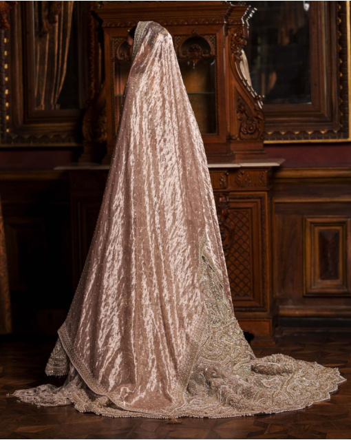 Alexandrine Faded Powder Pink-Based Lehenga Set With Pearl Tassel Detailing