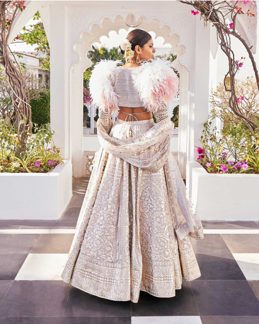 Gayatri Light Mauve Chrome Applique Georgette Lehenga Set