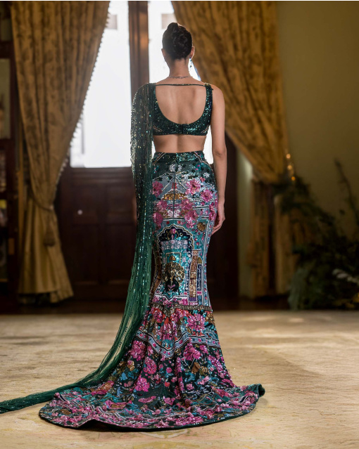 Fabiola multicoloured fitted Lehenga set