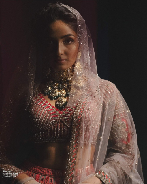Zariah bridal beige Embroider lehenga set