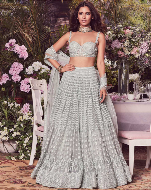 EMILY SMOKE GREY LEHENGA SET
