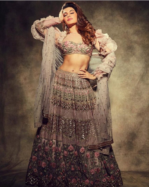 Jacqueline Fernandez Pink Floral Lehenga Set