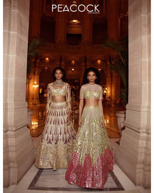 Savoir Faire Gold Pink Lehenga Set