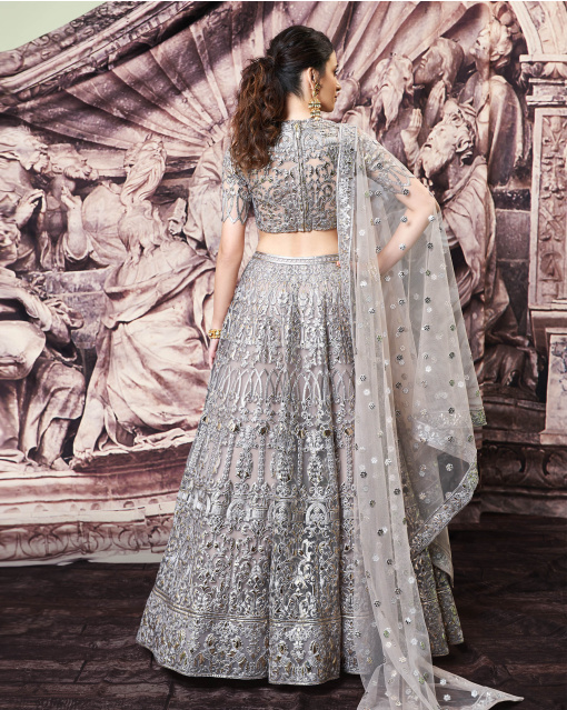 Kelsey Greyish-Brown, Golden Foil Lehenga Set