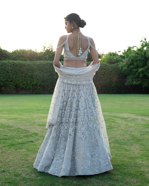 Cecile Ivory Embroidered Lehenga Set Handcrafted