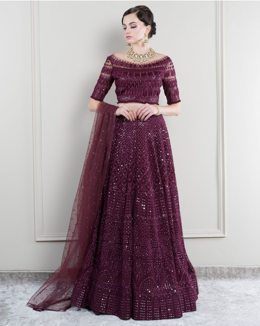 Penny Maroon Lehenga