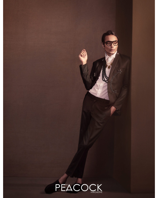 Blazer with satin shawl collar