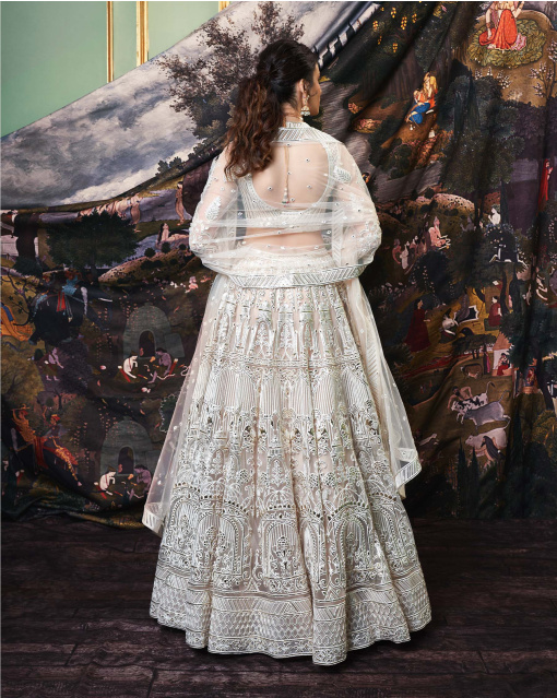 Nyla Light Beige, Tulle Lehenga Set