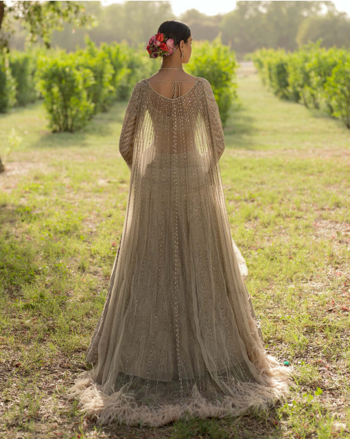 Vera Light, Cloud Grey Hued Lehenga Set Encrusted With Sequins