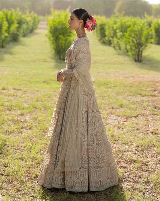Sierra Peach Lehenga Set Encrusted With Crystals