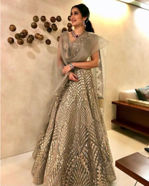 Sagarika Ghate in Chrome Applique Lehenga