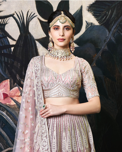 Sharon Blush Pink Tulle Lehenga Set