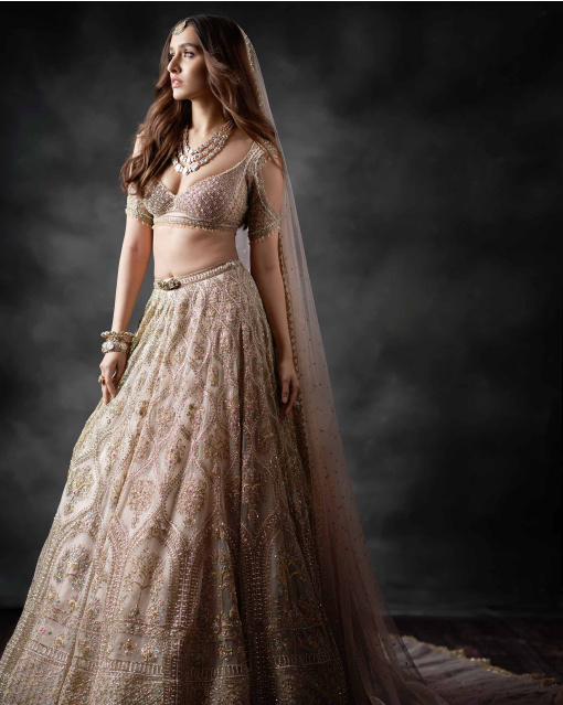 SHRADDHA KAPOOR GREY-BASED WITH PINK LEHENGA SET
