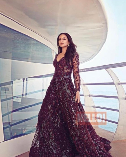 Sonakshi Sinha Red Crystal Gown