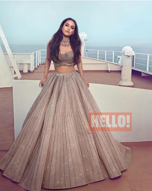 Sonakshi Sinha Crystal Hand Embroidered Lehenga Set