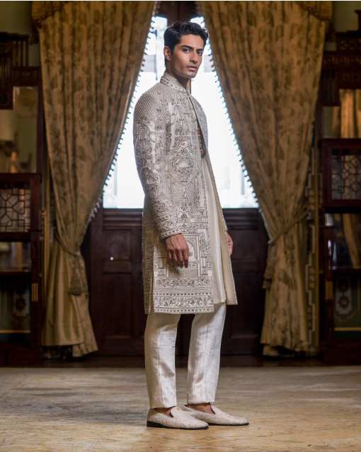 Serge sherwani set