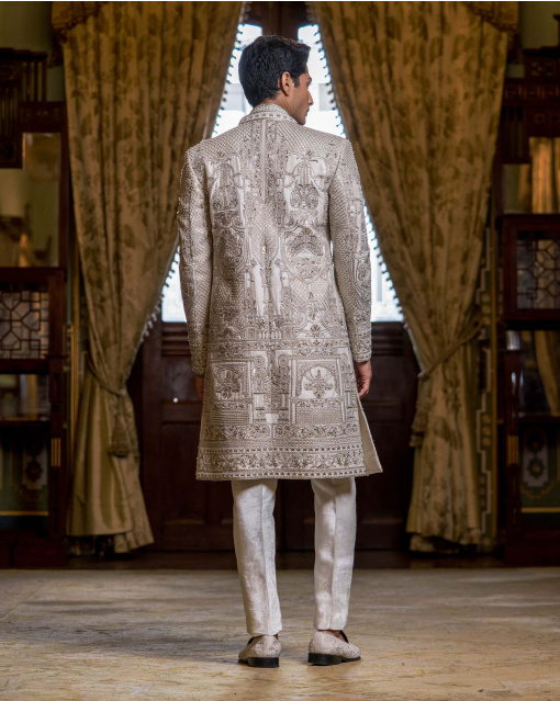Serge sherwani set