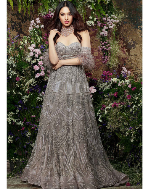 Tamannaah Bhatia Grey Embroider Gown