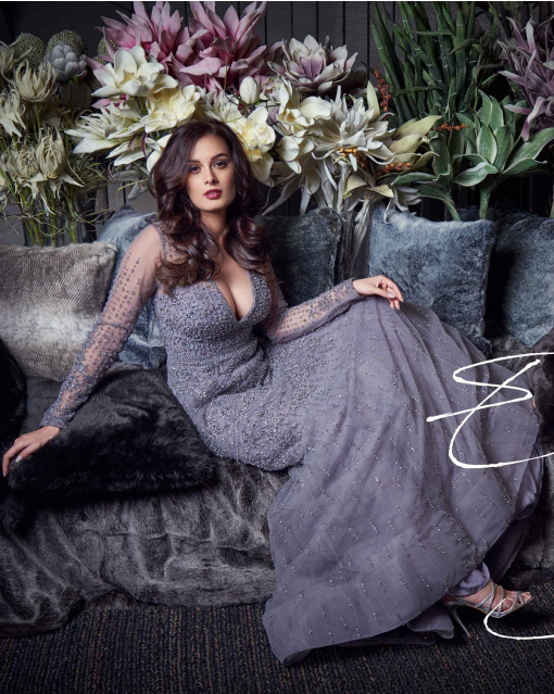 Light blue hand embroidered gown