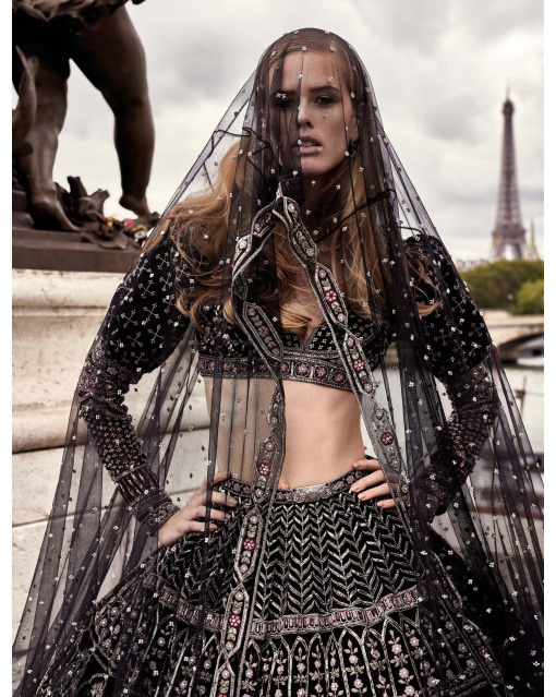 Black Embroidered Lehenga Set