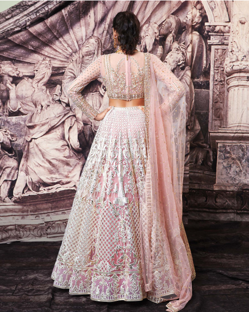 Viviana Beige Lehenga Set With Golden Foil Work