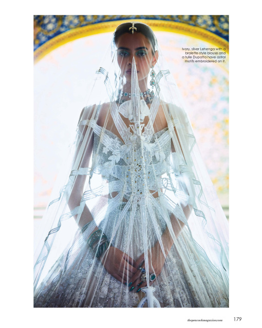 Ivory, silver Lehenga with a bralette-style blouse