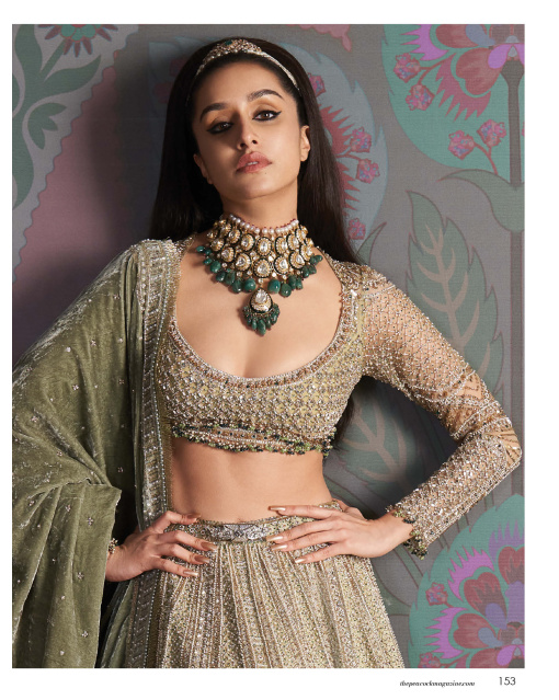 Shraddha Kapoor Light sage green handcrafted Lehenga