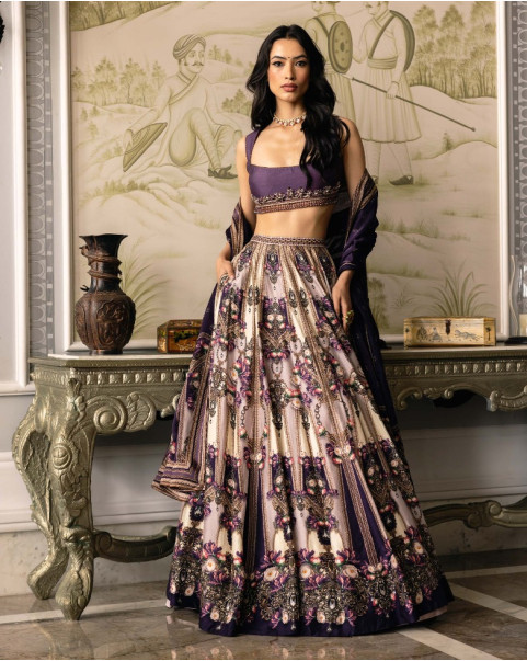Shop for designer printed lehenga set online