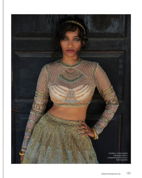 Golden, multicolored Lehenga set